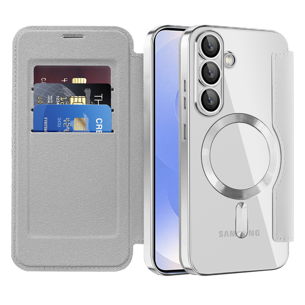 Калъф за Samsung Galaxy S25 - Techsuit SmartMag Book Case - Сив