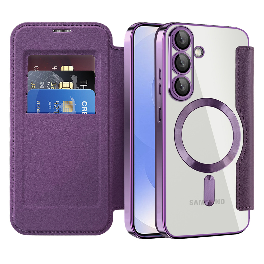 Калъф за Samsung Galaxy S25 - Techsuit SmartMag Book Case - Лилав