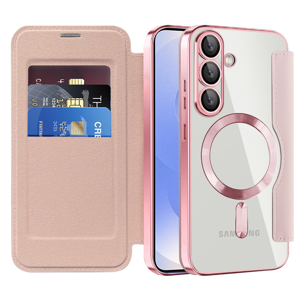 Калъф за Samsung Galaxy S25 Plus - Techsuit SmartMag Book Case - Розов