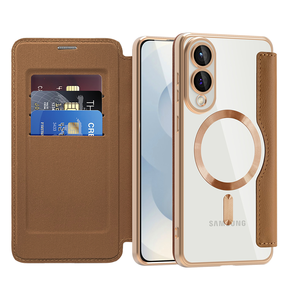 Калъф за Samsung Galaxy S25 Edge - Techsuit SmartMag Book Case - Кафяв