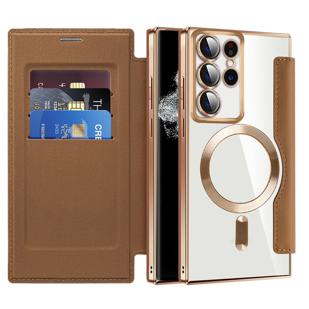 Калъф за Samsung Galaxy S22 Ultra 5G - Techsuit SmartMag Book Case - Кафяв