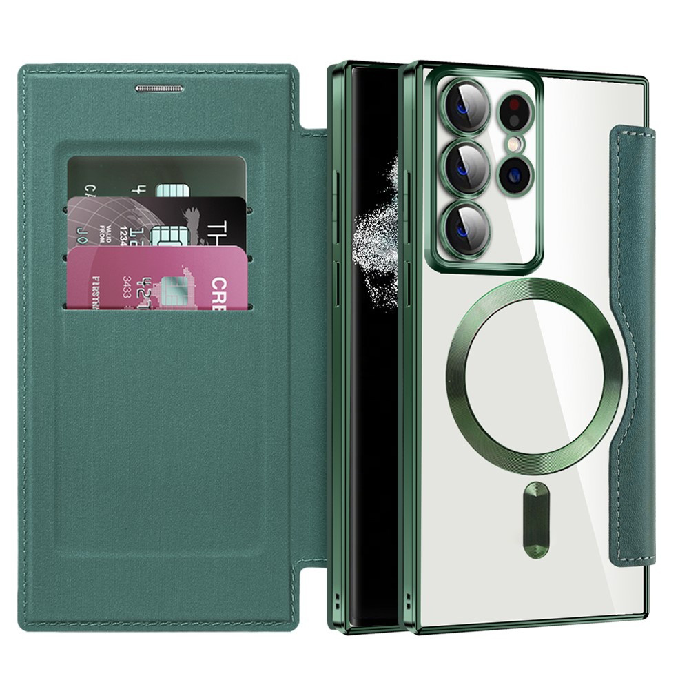 Калъф за Samsung Galaxy S22 Ultra 5G - Techsuit SmartMag Book Case - Зелен