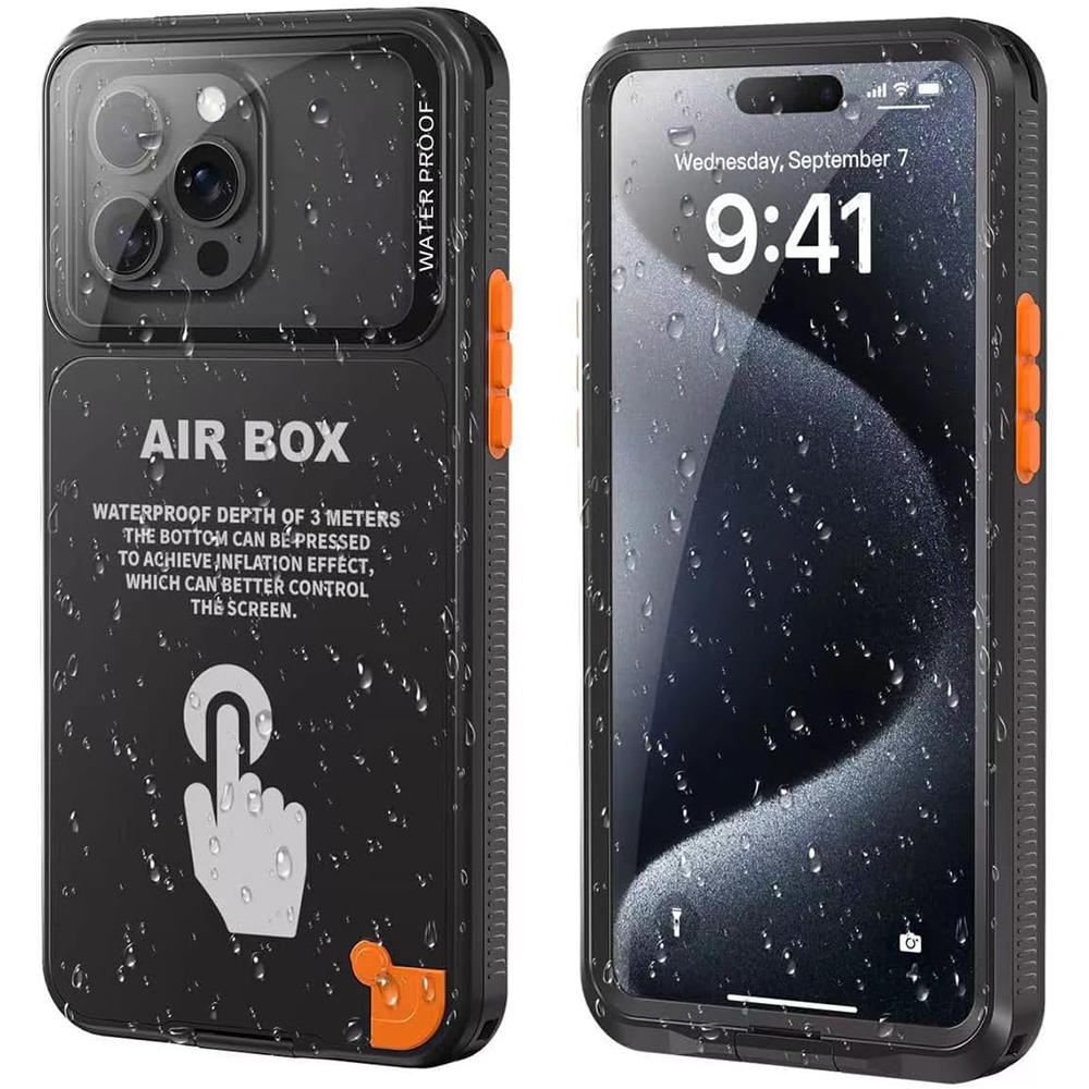 Калъф за iPhone 12/12 Pro/13/13 Pro/14/14 Pro/15/15/15 Pro/16 - ShellBox AirBox Waterproof IP68 Case (6.1 inch) - Черен