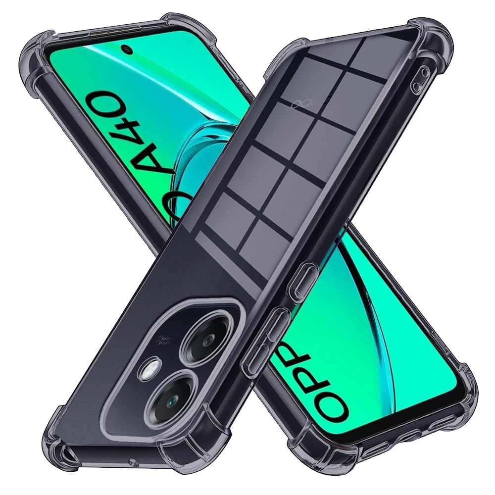 Калъф за Oppo A40 4G - Techsuit Shockproof Прозрачен Silicone - Smoke Черен