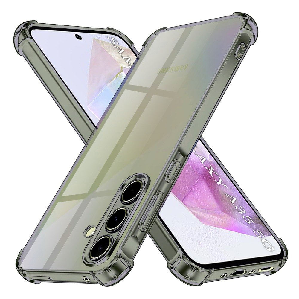 Калъф за Samsung Galaxy A35 5G - Techsuit Shockproof Прозрачен Silicone - Smoke Черен