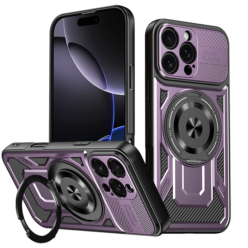 Калъф за iPhone 16 Pro - Techsuit RuggedCam - Лилав