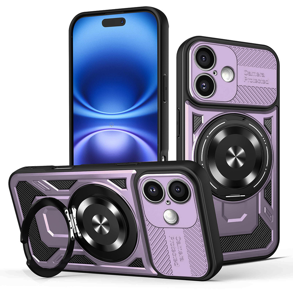 Калъф за iPhone 16 Plus - Techsuit RuggedCam - Лилав