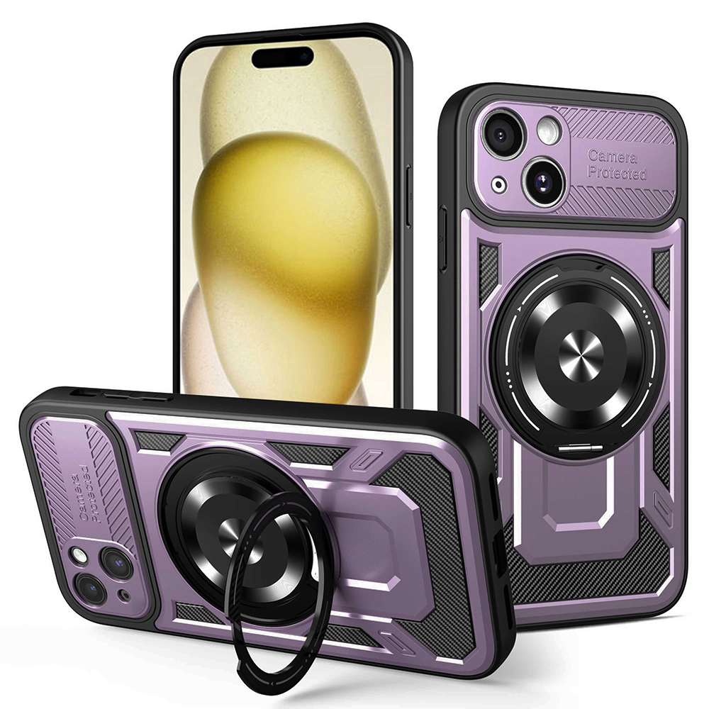 Калъф за iPhone 15 Plus - Techsuit RuggedCam - Лилав