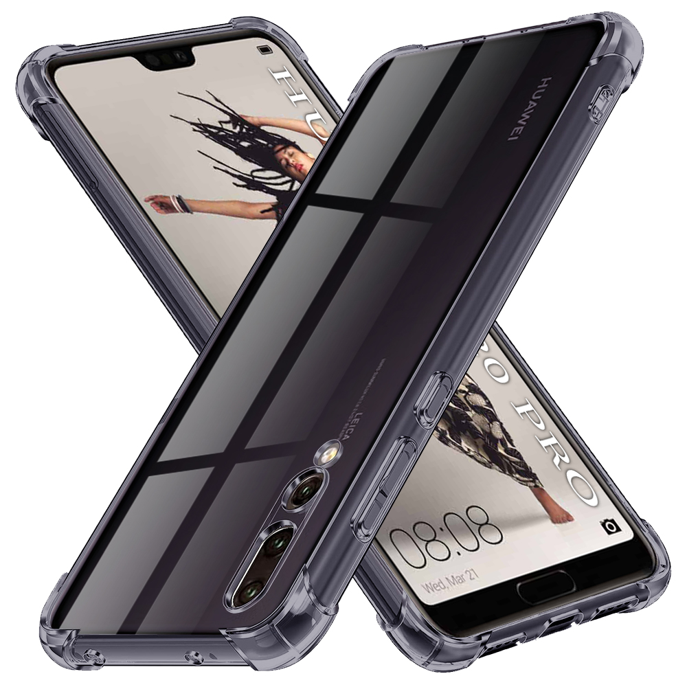 Калъф за Huawei P20 Pro - Techsuit Shockproof Прозрачен Silicone - Smoke Черен