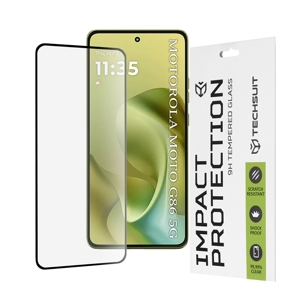 Капак за Motorola Moto G86 / Moto G86 Power - Techsuit 111D Full Cover / Full Glue Glass - Черен