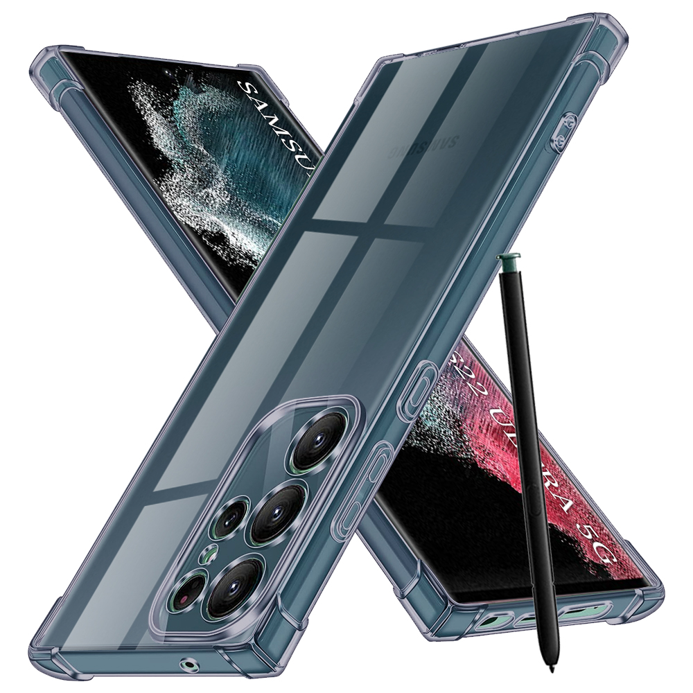 Калъф за Samsung Galaxy S22 Ultra 5G - Techsuit Shockproof Прозрачен Silicone - Smoke Черен