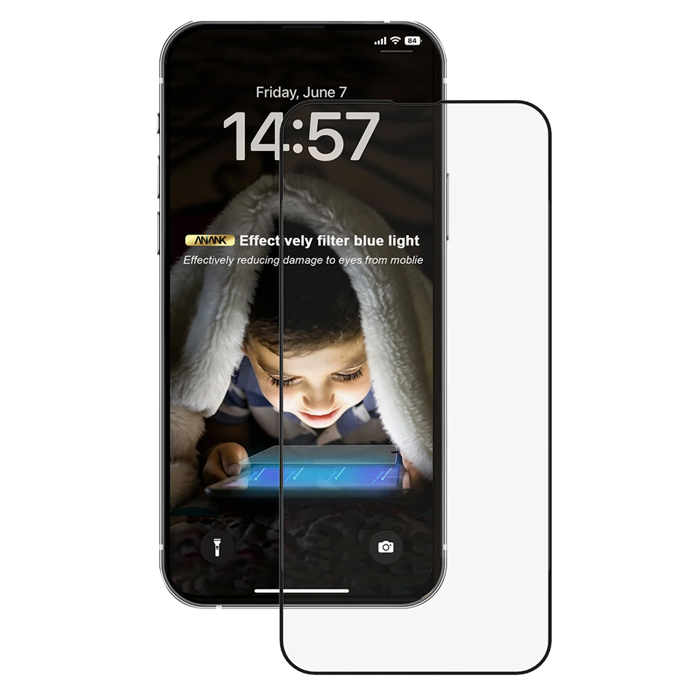 Калъф за iPhone 16 Pro Max - ANANK 2.5D 3X Reinforced Anti-blue Light - Черен
