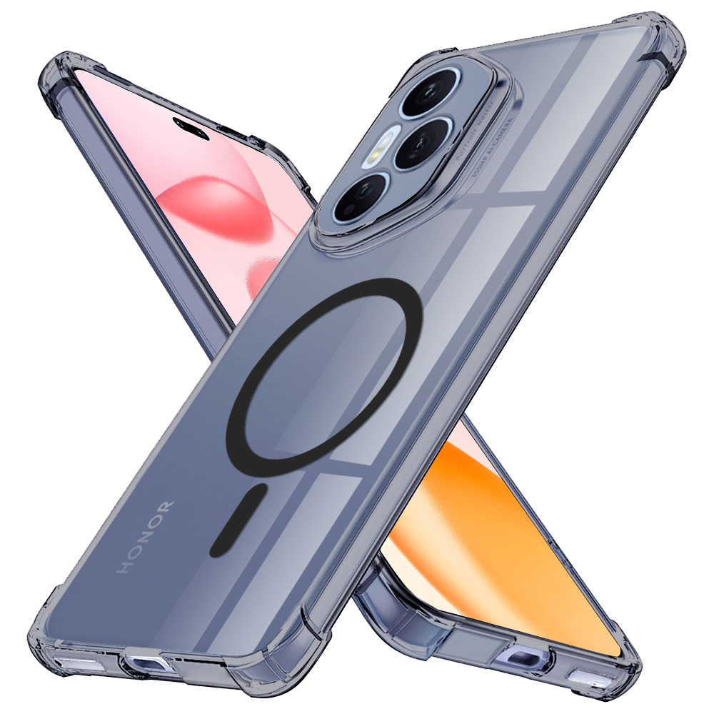 Калъф за Honor 400 Pro - Techsuit Shockproof Прозрачен Silicone MagSafe - Smoke Черен