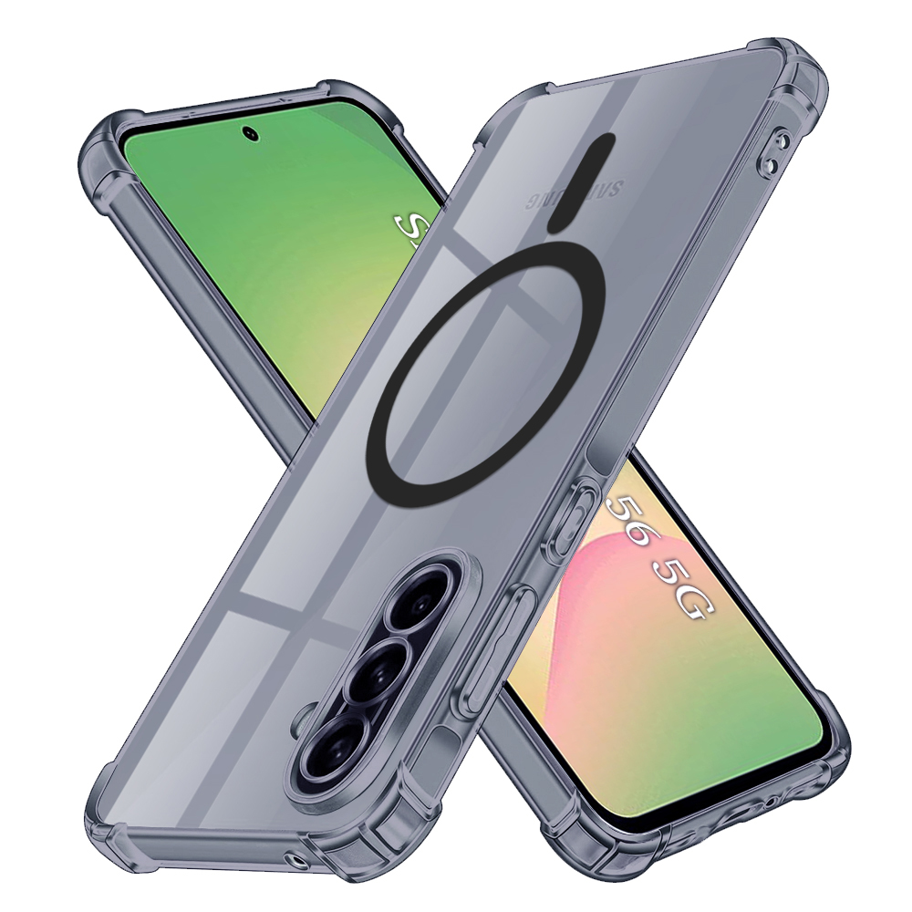 Калъф за Samsung Galaxy A56 5G - Techsuit Shockproof Прозрачен Silicone MagSafe - Smoke Черен