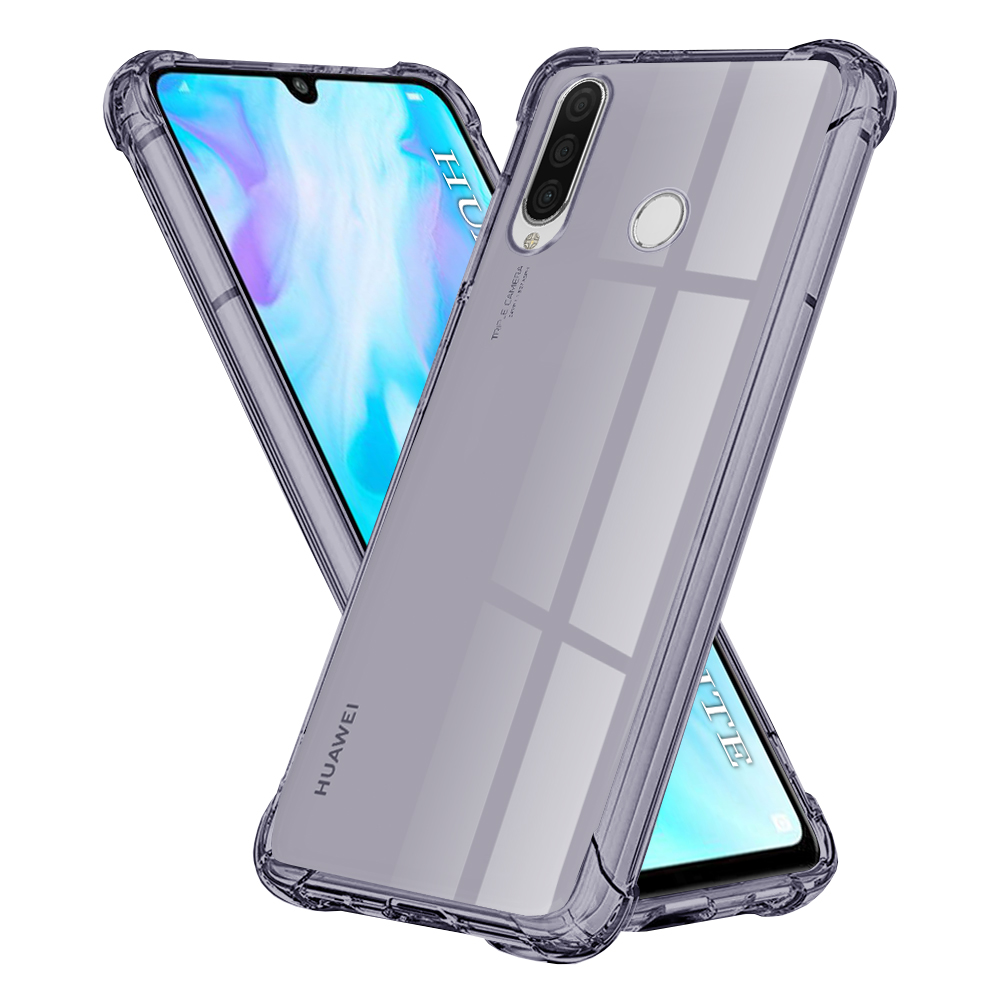 Калъф за Huawei P30 Lite / P30 Lite New Edition - Techsuit Shockproof Прозрачен Silicone - Smoke Черен