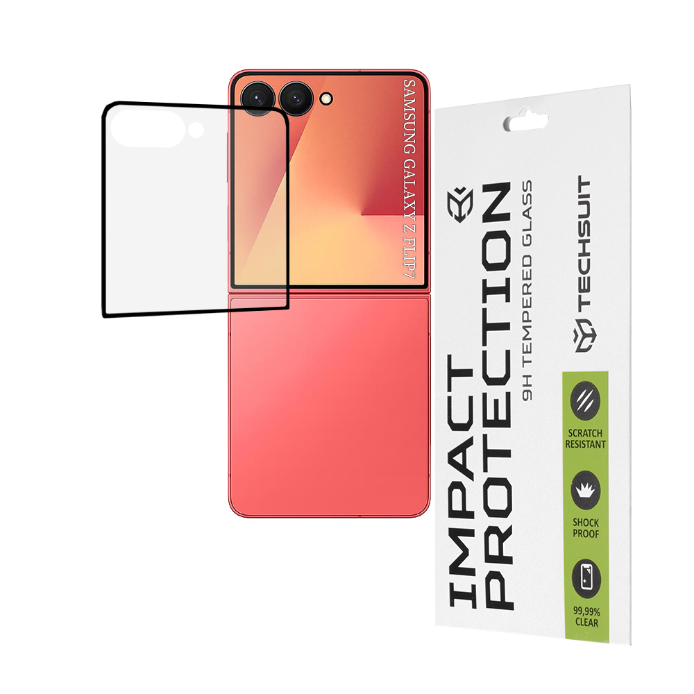 Калъф за Samsung Galaxy Z Flip7 - Techsuit 111D Full Cover / Full Glue Glass [Front Screen] - Черен