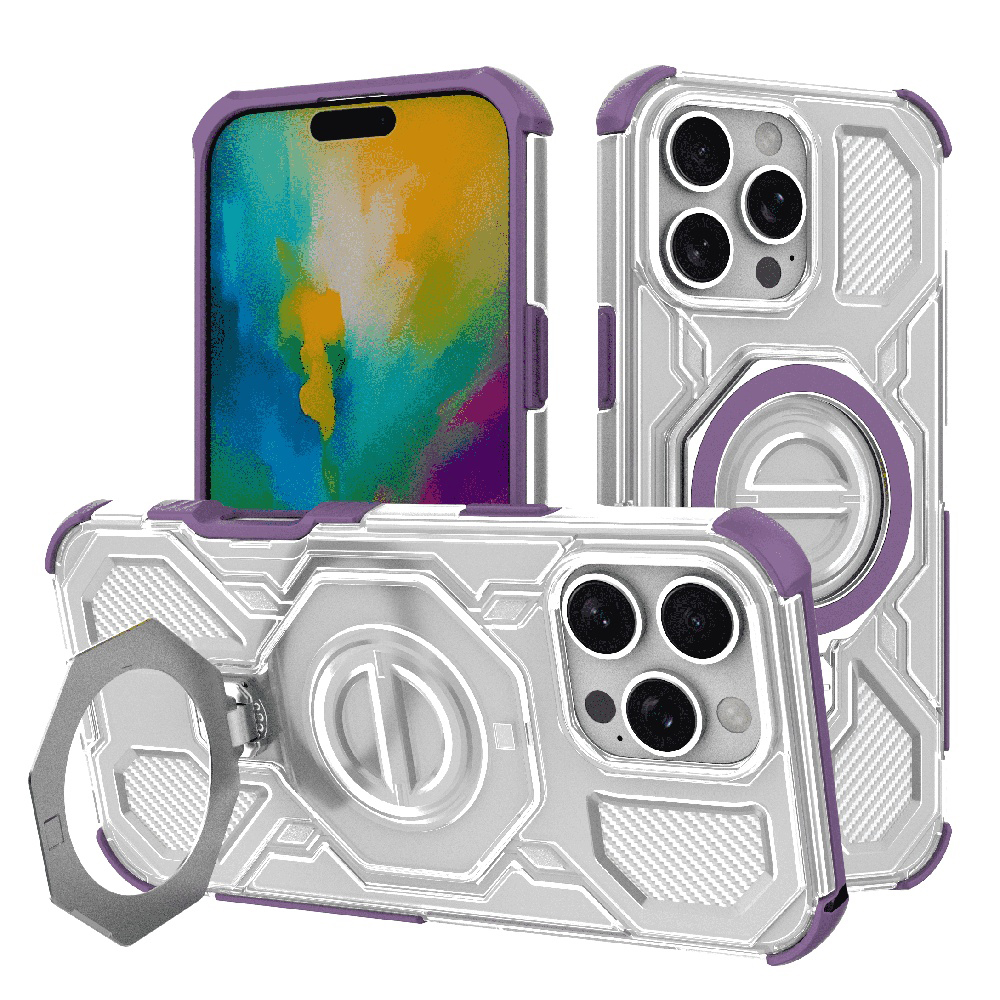 Калъф за iPhone 16 Pro Max - Techsuit Carbon Shield PRO - Лилав прозрачен