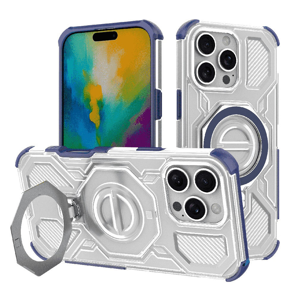 Калъф за iPhone 16 Pro - Techsuit Carbon Shield PRO - син прозрачен