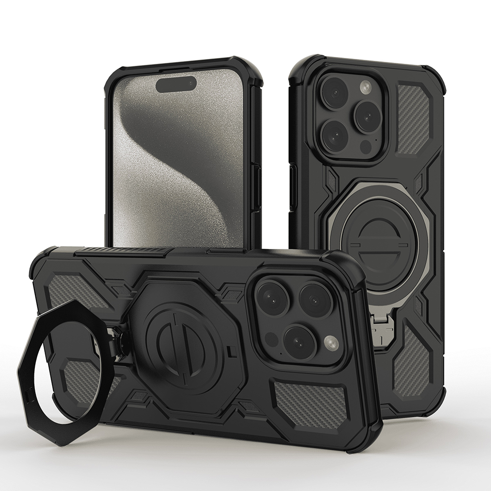 Калъф за iPhone 15 Pro - Techsuit Carbon Shield PRO - Черен