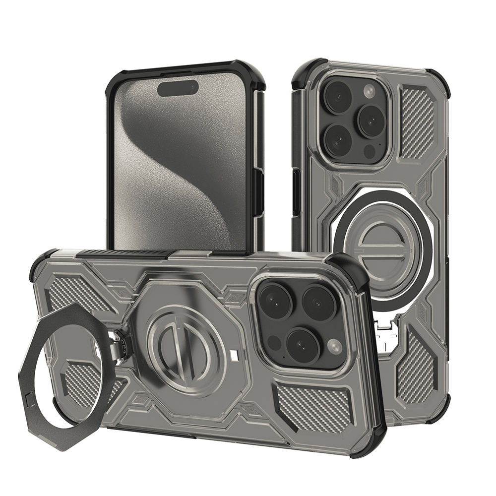 Калъф за iPhone 15 Pro - Techsuit Carbon Shield PRO - Smoke Черен