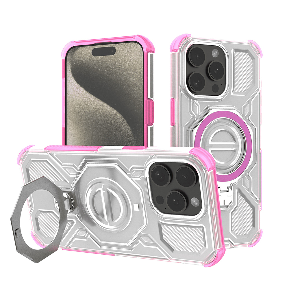 Калъф за iPhone 15 Pro Max - Techsuit Carbon Shield PRO - Розов Прозрачен