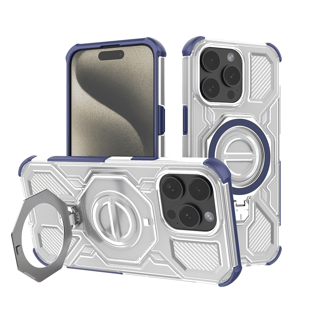 Калъф за iPhone 15 Pro Max - Techsuit Carbon Shield PRO - син прозрачен