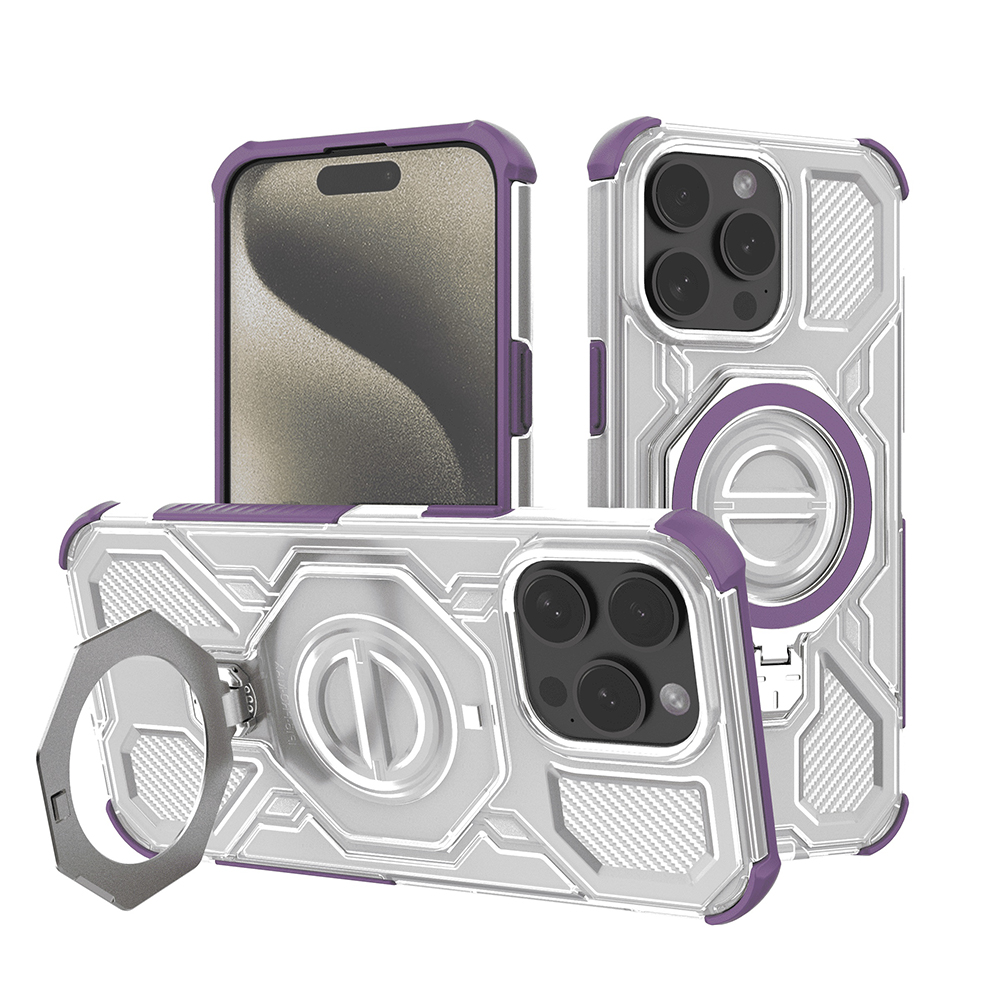 Калъф за iPhone 15 Pro Max - Techsuit Carbon Shield PRO - Лилав прозрачен