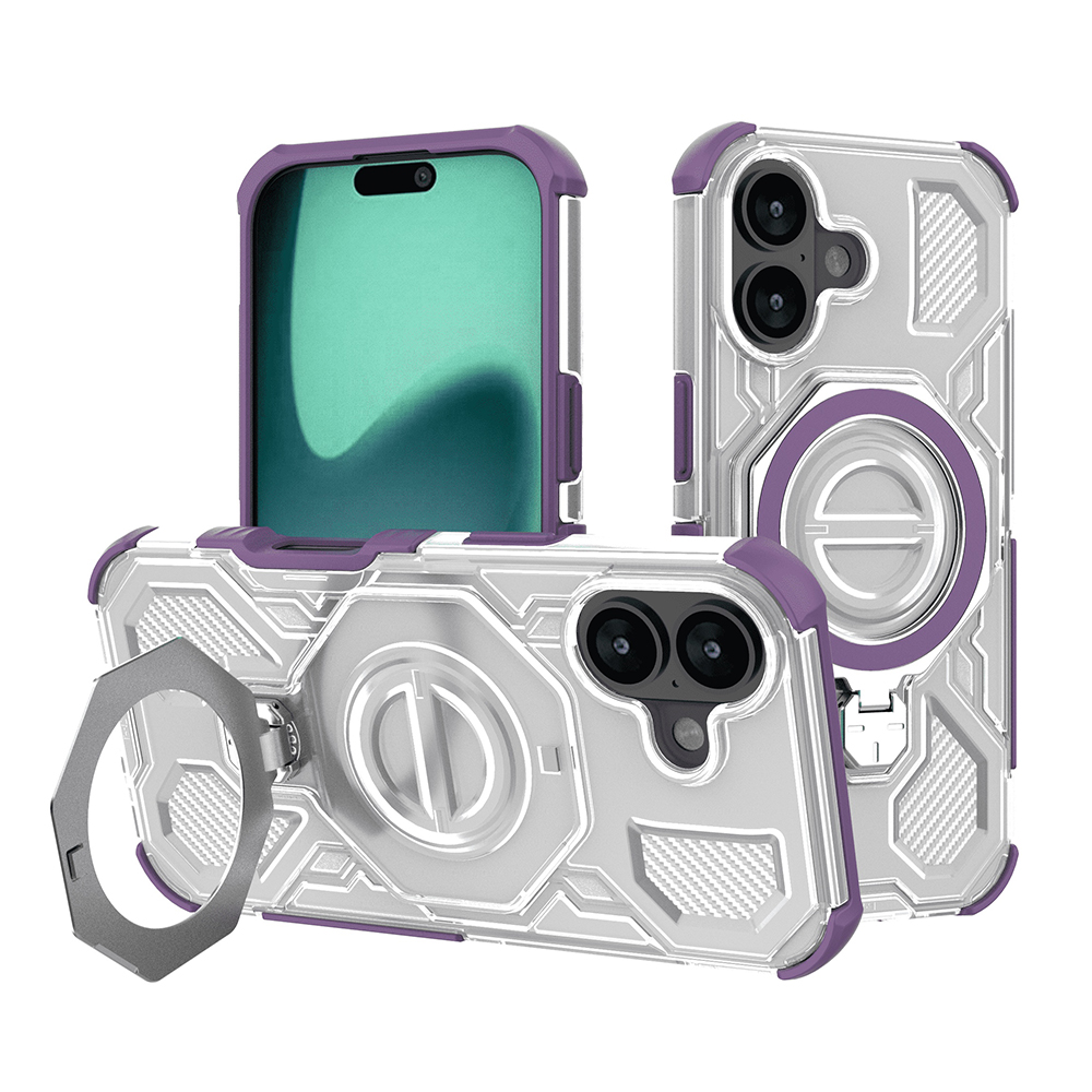 Калъф за iPhone 16 - Techsuit Carbon Shield PRO - Лилав прозрачен