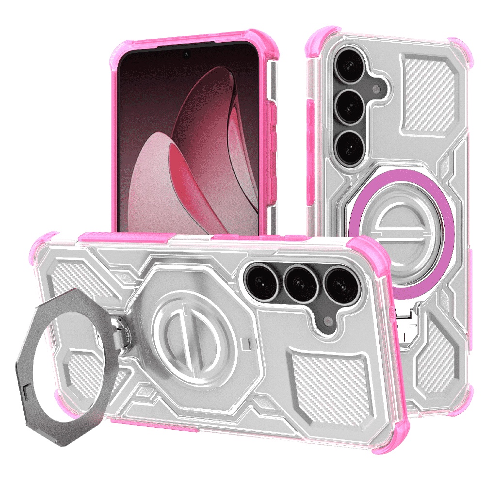 Калъф за Samsung Galaxy S25 Plus - Techsuit Carbon Shield PRO - Розов прозрачен