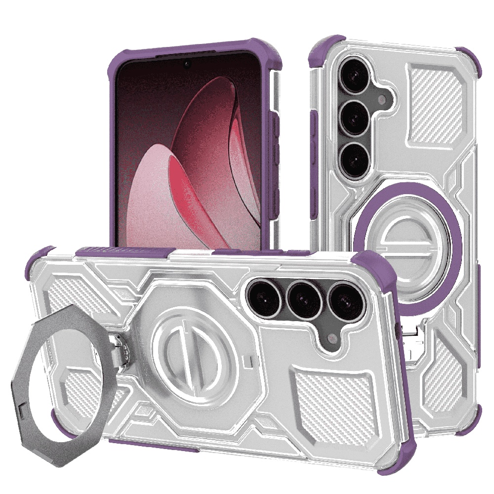 Калъф за Samsung Galaxy S25 Plus - Techsuit Carbon Shield PRO - Лилав прозрачен