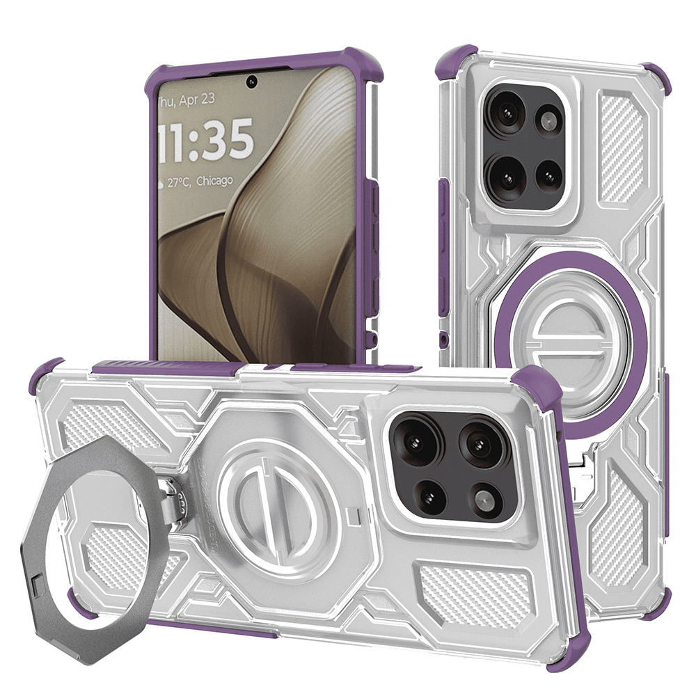 Калъф за Motorola Edge 50 - Techsuit Carbon Shield PRO - Лилав прозрачен