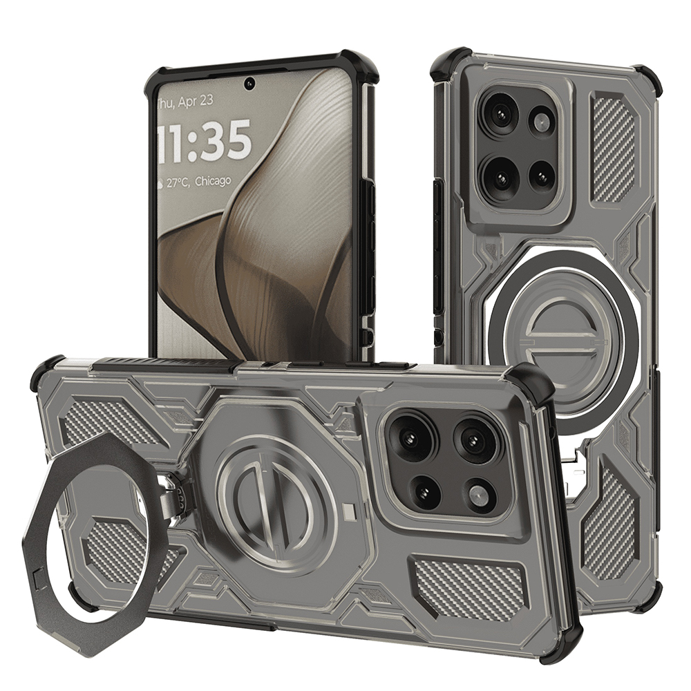 Калъф за Motorola Edge 50 - Techsuit Carbon Shield PRO - Smoke Черен