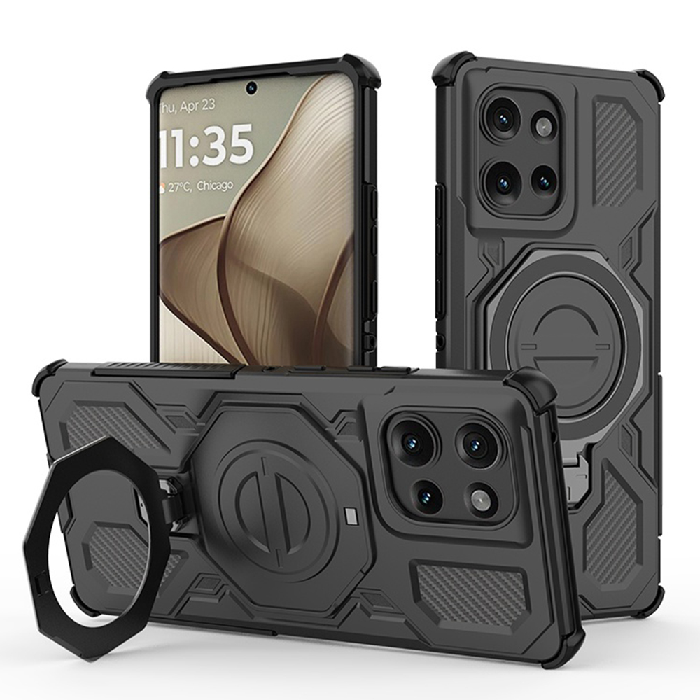 Калъф за Motorola Edge 50 - Techsuit Carbon Shield PRO - Черен