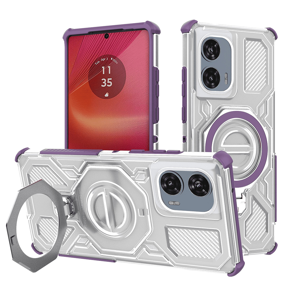 Калъф за Motorola Edge 50 Fusion - Techsuit Carbon Shield PRO - Лилав прозрачен