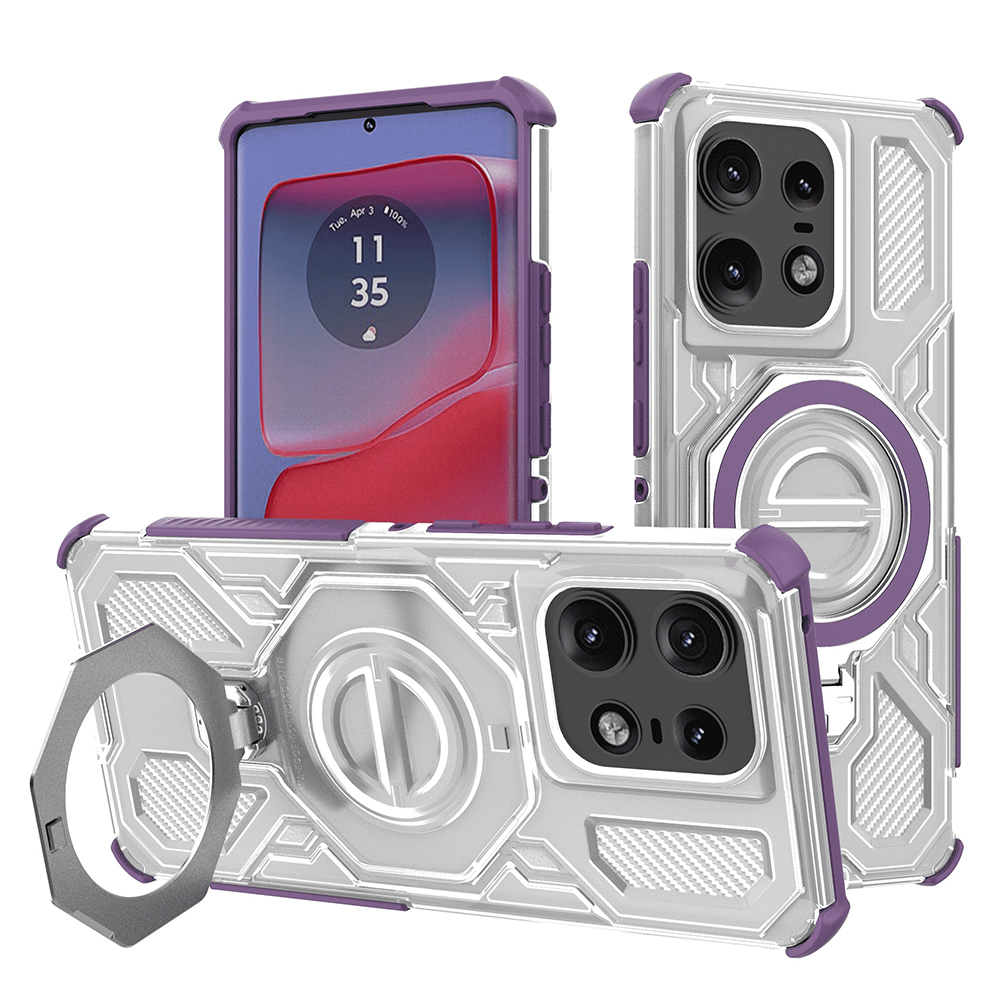 Калъф за Motorola Edge 50 Pro - Techsuit Carbon Shield PRO - Лилав прозрачен