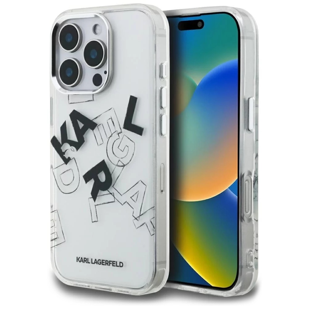 Калъф за iPhone 16 Pro Max - Karl Lagerfeld IML IML Sketched Graphic Logo (KLHCP16XHMLGFCH) - Прозрачен