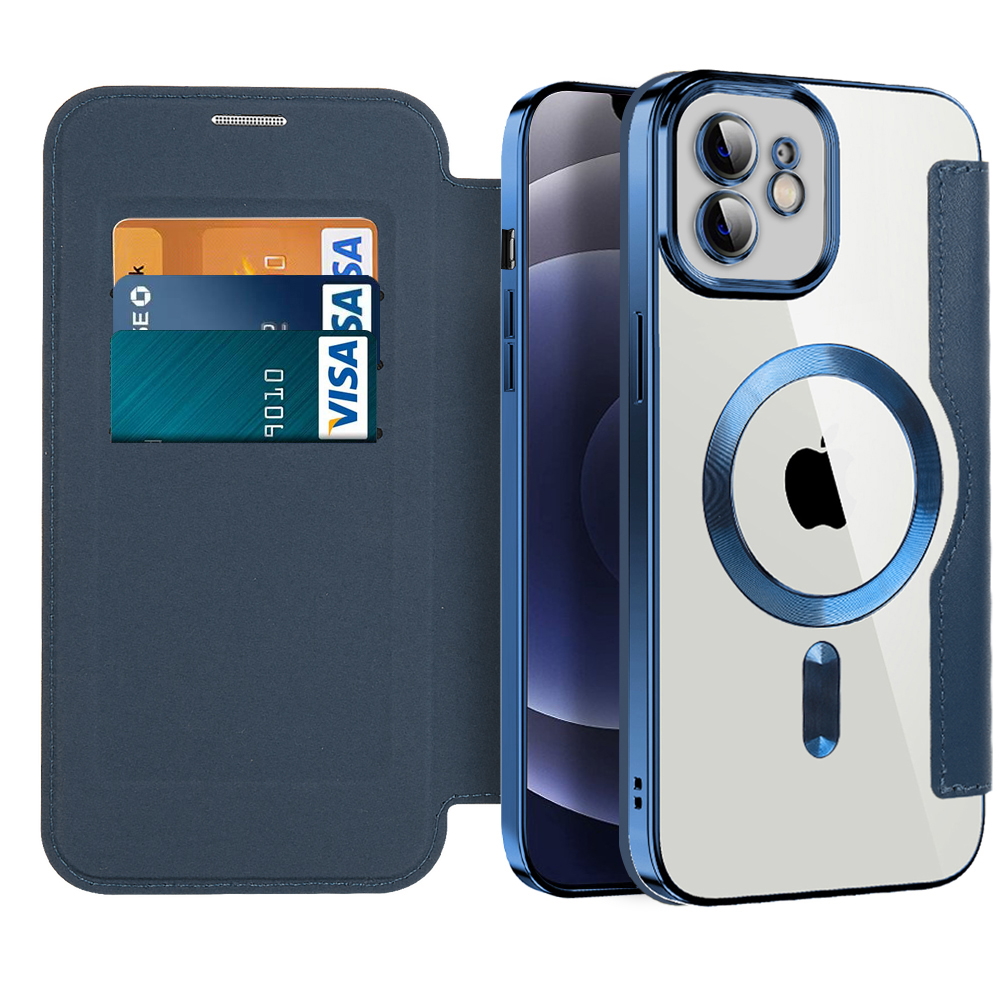 Калъф за iPhone 12 - Techsuit SmartMag Book Case - Син