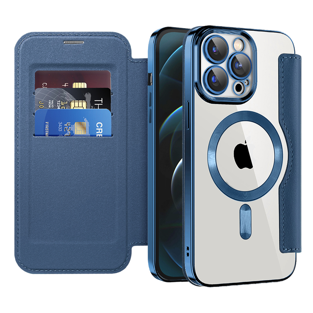 Калъф за iPhone 12 Pro Max - Techsuit SmartMag Book Case - Син
