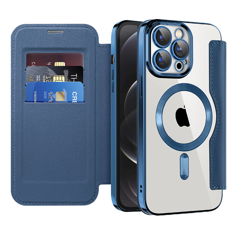 Калъф за iPhone 12 Pro - Techsuit SmartMag Book Case - Син