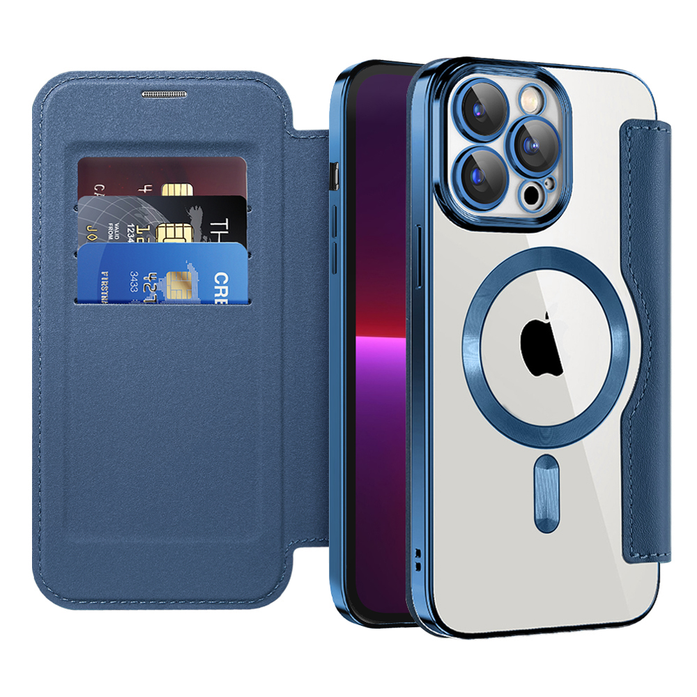 Калъф за iPhone 13 Pro - Techsuit SmartMag Book Case - Син