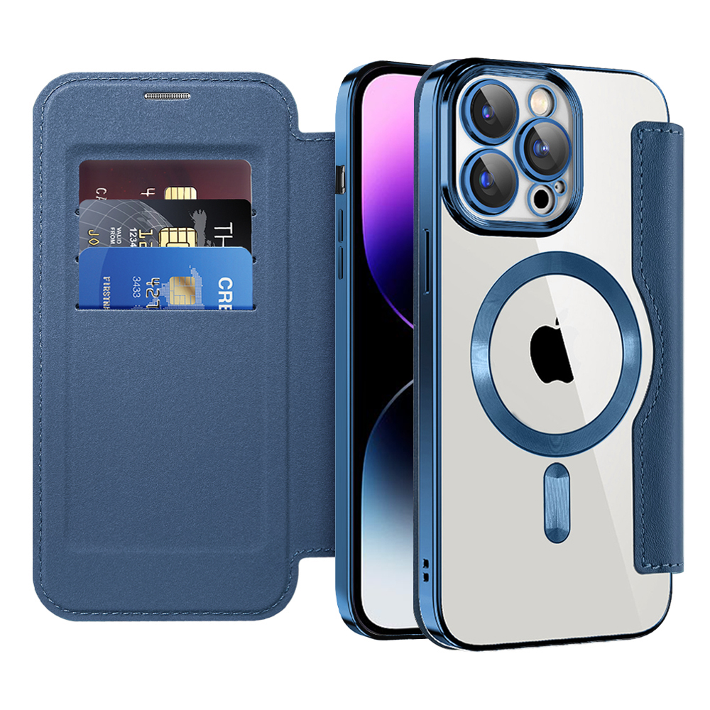 Калъф за iPhone 14 Pro Max - Techsuit SmartMag Book Case - Син