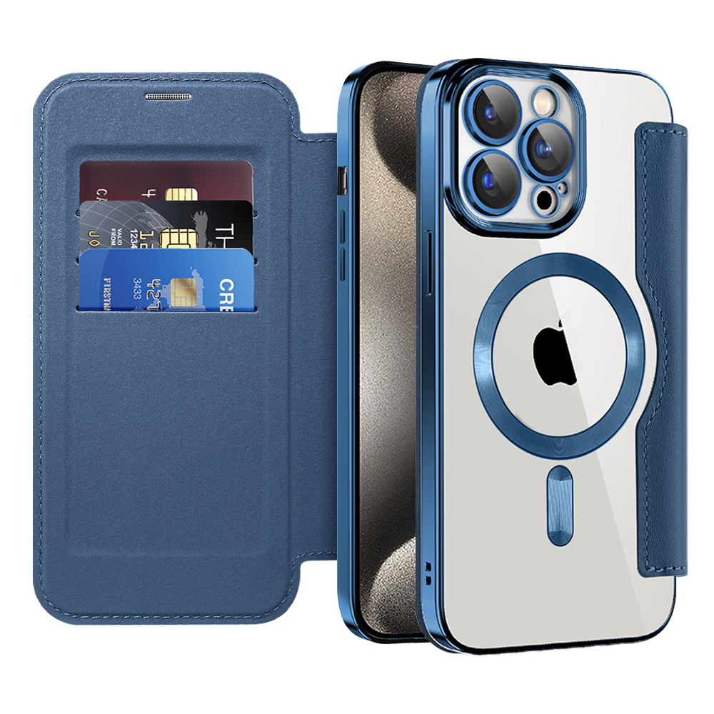 Калъф за iPhone 15 Pro Max - Techsuit SmartMag Book Case - Син