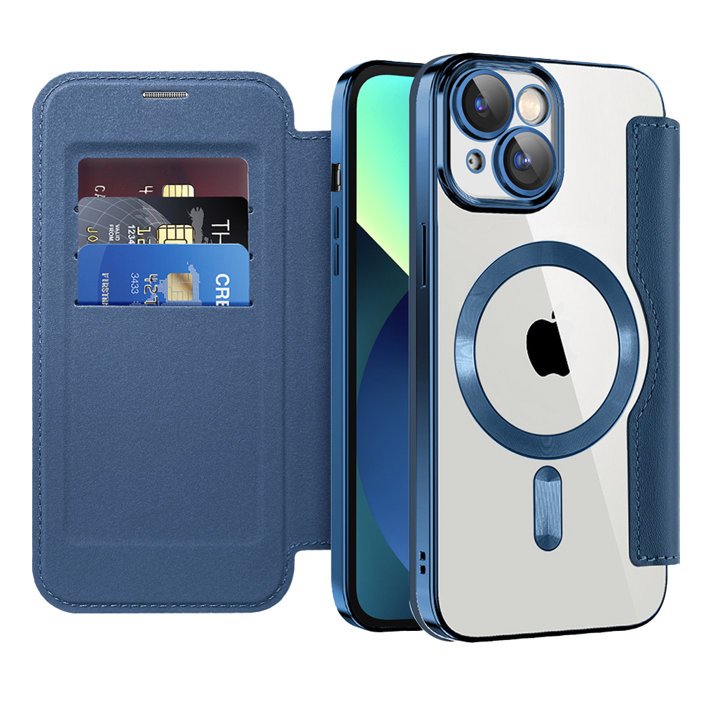 Калъф за iPhone 13 - Techsuit SmartMag Book Case - Син