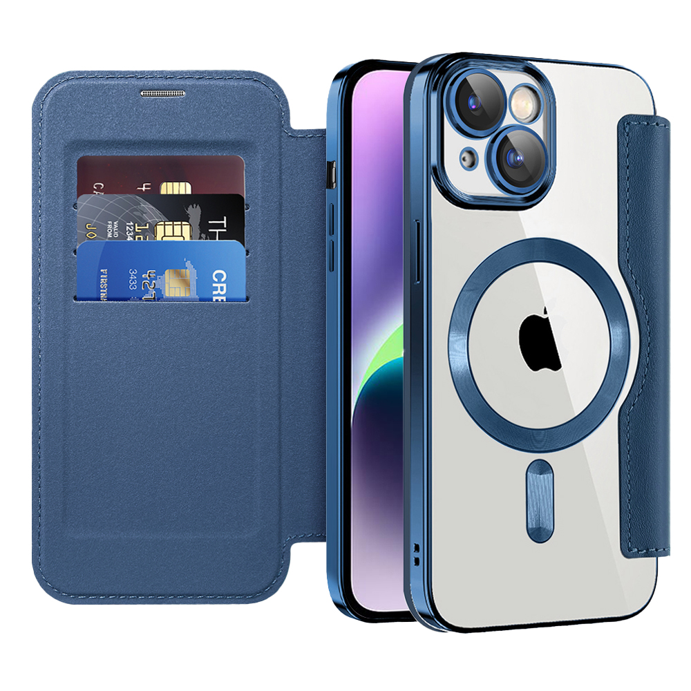 Калъф за iPhone 14 Plus - Techsuit SmartMag Book Case - Син