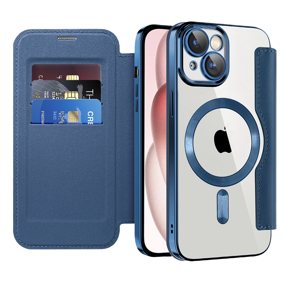 Калъф за iPhone 15 - Techsuit SmartMag Book Case - Син
