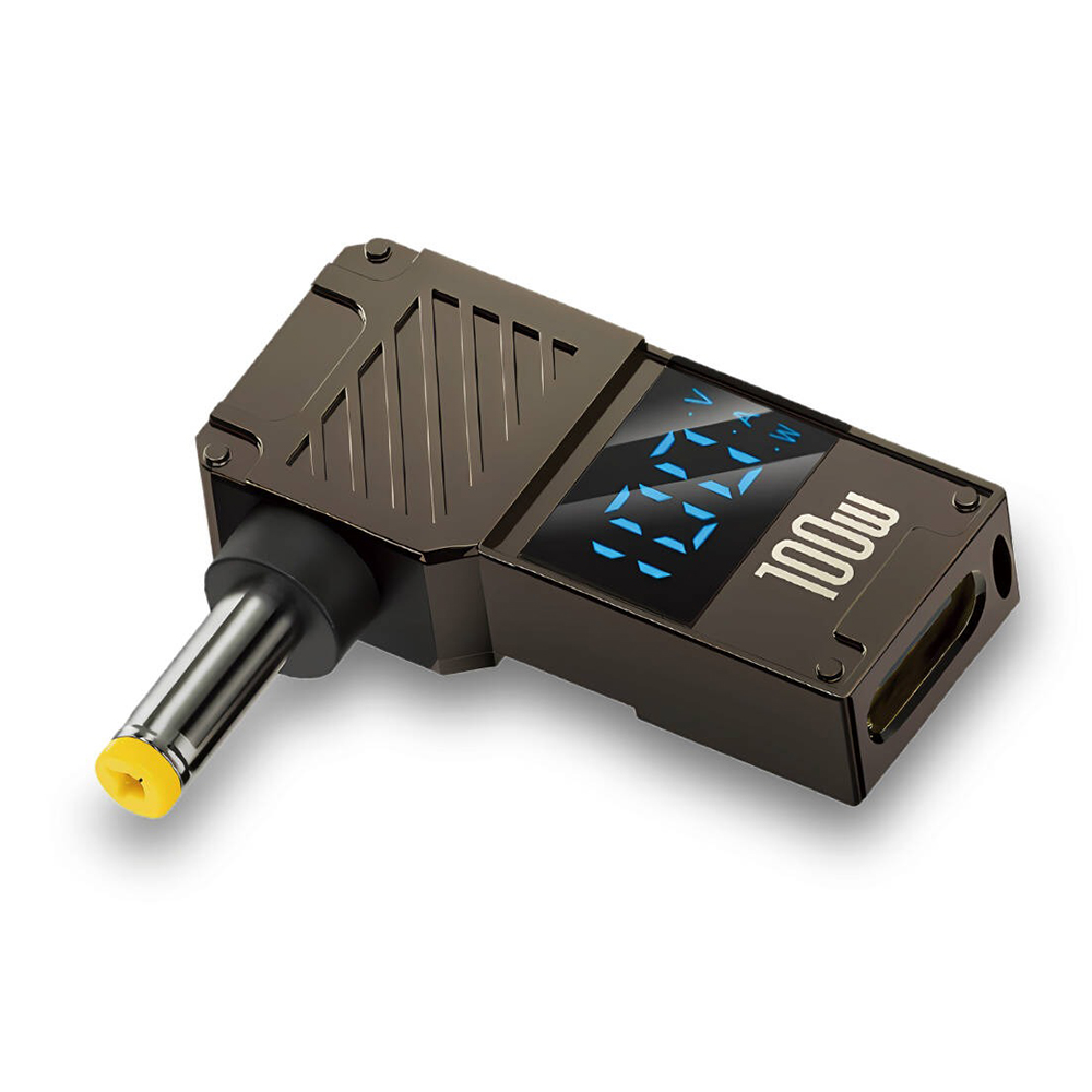 DC към USB-C адаптер, 100 W, LED дисплей - Techsuit LaptopPlugX (A22) - Сив