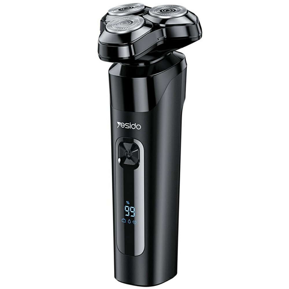 Електрическа самобръсначка с 3 подвижни глави, LED екран, USB, 9500RPM, 600mAh - Yesido (MG05) - Черен