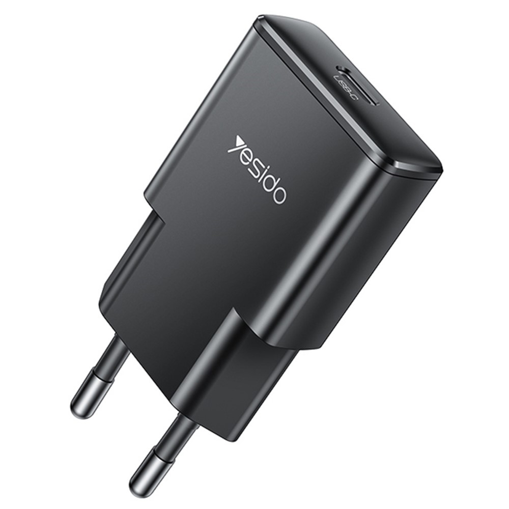 Мрежово зарядно устройство Type-C, 30W, GaN, бързо зареждане - Yesido (YC74) - черно