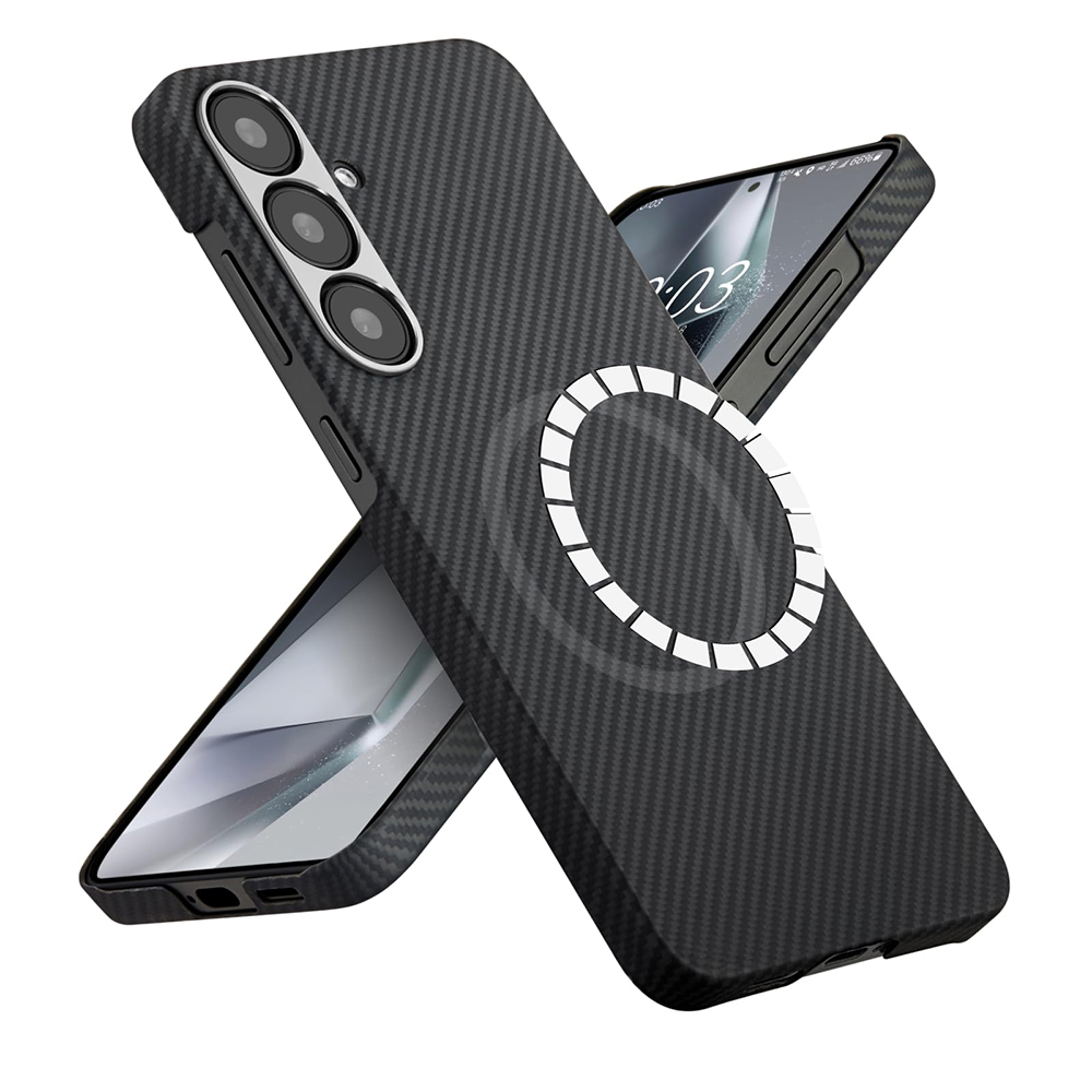 Калъф за Samsung Galaxy S25 - Techsuit Aramid Fiber MagSafe - Черен