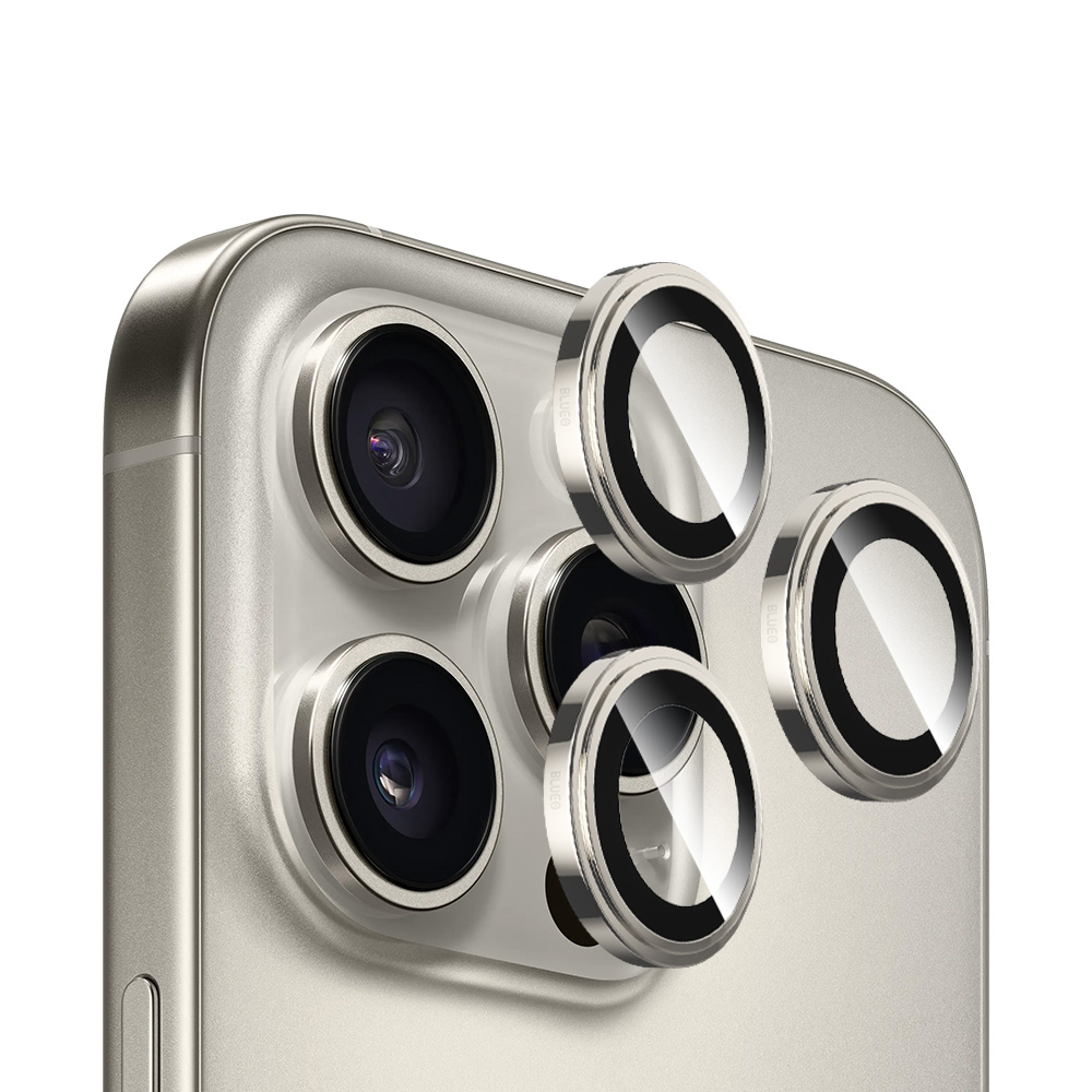 Калъф за iPhone 16 Pro / iPhone 16 Pro Max - Blueo Sapphire Crystal Original Lens Glass - Natural Титаниев
